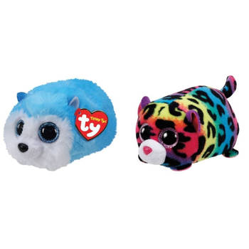 Ty - Knuffel - Teeny Ty's - Slush Husky & Jelly Leopard