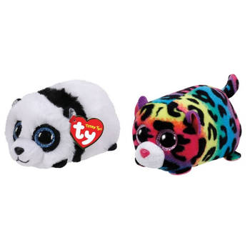 Ty - Knuffel - Teeny Ty's - Bamboo Panda & Jelly Leopard