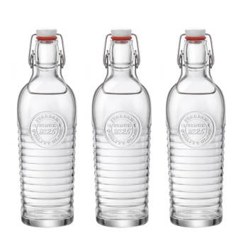 Set van 3x stuks glazen beugelflessen/weckflessen transparant met beugeldop 1,2 liter - Decoratieve flessen