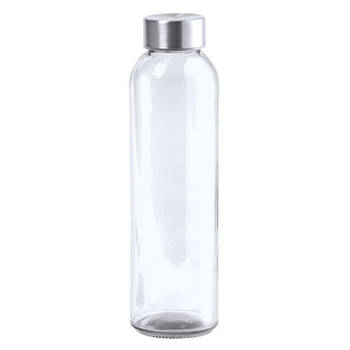 Glazen waterfles/drinkfles transparant met RVS dop 500 ml - Drinkflessen