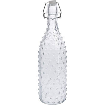 1x Glazen decoratie flessen transparant met beugeldop 1000 ml - Drinkflessen