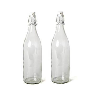 18x Beugelfles/weckfles van transparant glas met beugeldop 1 liter - Decoratieve flessen