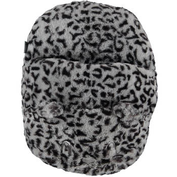 Grote voetenwarmer slof cheetah print grijs one size 30 x 27 cm - Voetenwarmers