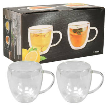 4x Glazen dubbelwandig voor koffie en thee 240 ml - Koffie- en theeglazen