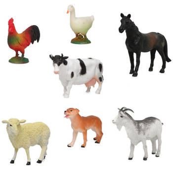 7x Plastic boerderijdieren speelgoed figuren voor kinderen - Speelfigurenset