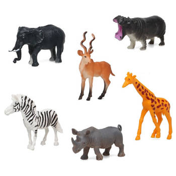 6x Plastic safaridieren speelgoed figuren voor kinderen - Speelfigurenset