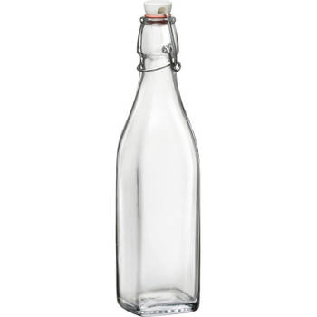 1x Limonadeflessen/waterflessen transparant 1 liter vierkant - Weckpotten