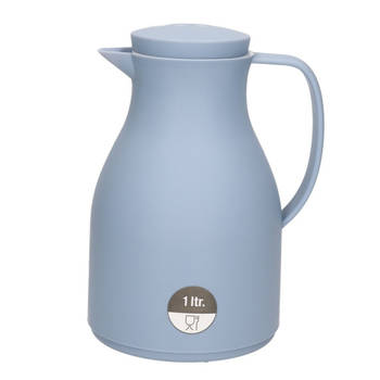 Isoleerkan/koffiekan blauw 1 liter met drukknop - Thermoskannen