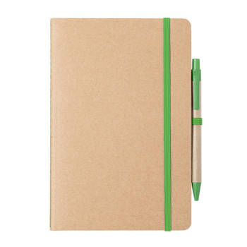 Natuurlijn schriftje/notitieboekje karton/groen met elastiek A5 formaat - Schriften