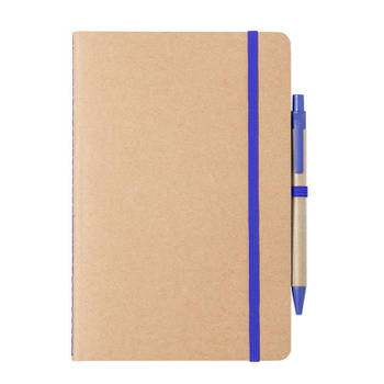 Natuurlijn schriftje/notitieboekje karton/blauw met elastiek A5 formaat - Schriften