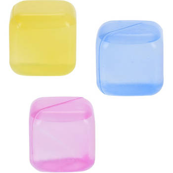 6x Gekleurde jumbo/maxi ijsblokjes/ijsklontjes van kunststof/plastic - IJsblokjesvormen