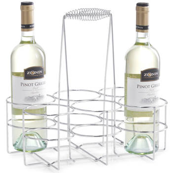 1x Zilver wijnflesrek/wijnrekken staand voor 6 flessen 31 cm - Wijnrekken