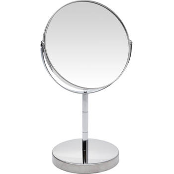 Zilveren make-up spiegel rond vergrotend 14 x 26 cm - Make-up spiegeltjes