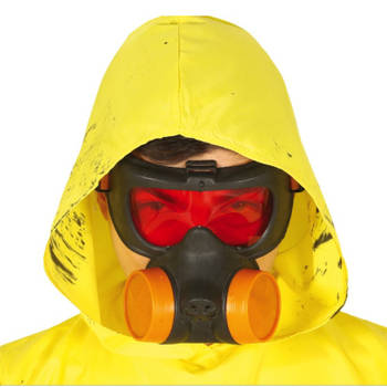 Horror verkleed gasmasker voor volwassenen zwart/oranje - Verkleedmaskers