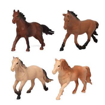 Speelgoed boerderij dieren paarden figuren 4x stuks - Speelfigurenset