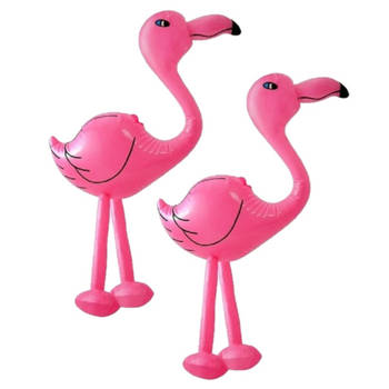 Set van 2x stuks opblaasbare dieren flamingos 60 cm - Opblaasfiguren