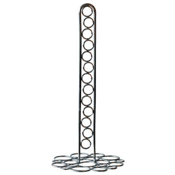 Metalen keukenrolhouder rond met cirkelmotief zilver D16 x H36 cm - Keukenrolhouders