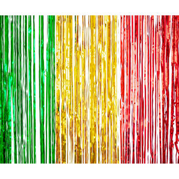 Folie deurgordijn rood/geel/groen metallic 200 x 100 cm - Feestdeurgordijnen