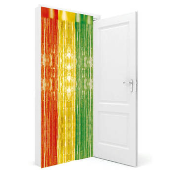 Folie deurgordijn rood/geel/groen metallic 200 x 100 cm - Feestdeurgordijnen