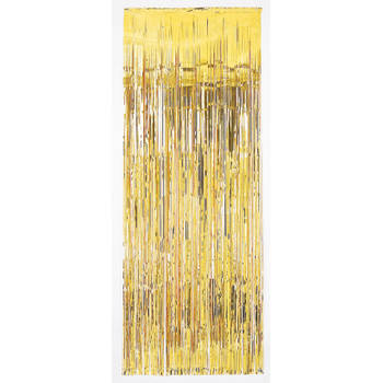 Folie deurgordijn goud metallic 243 x 91 cm - Feestdeurgordijnen