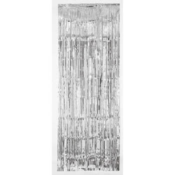 Folie deurgordijn zilver metallic 243 x 91 cm - Feestdeurgordijnen