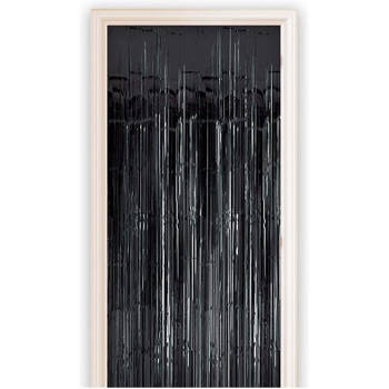 Zwart metallic folie party deurgordijn 100 x 250 cm - Feestdeurgordijnen