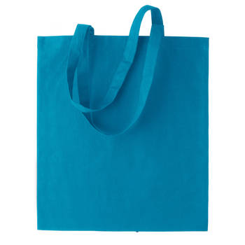Basic katoenen schoudertasje in het turquoise blauw 38 x 42 cm - Schoudertas