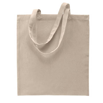 Basic katoenen schoudertasje in het zand/beige 38 x 42 cm - Schoudertas