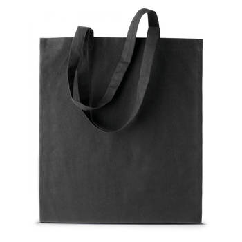 Basic katoenen schoudertasje in het zwart 38 x 42 cm - Schoudertas