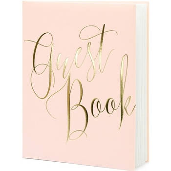 Roze/gouden gastenboeken 20 x 25 cm Guest Book - Gastenboeken