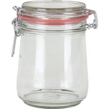 1x stuks glazen confituren pot/weckpot 720 ml met beugelsluiting en rubberen ring - Weckpotten
