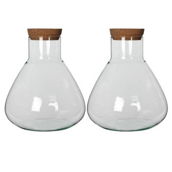 2x stuks glazen voorraadpotten/snoeppotten transparant met deksel H32 cm x D29,5 cm - Voorraadpot