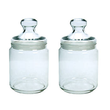 Set van 2x stuks voorraadpotten/bewaarpotten 750 ml glas met glazen deksel - Voorraadpot