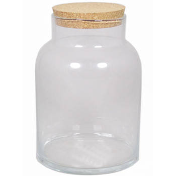 Glazen terrarium vaas 11 liter met kurk deksel 21 x 31 cm - Voorraadpot