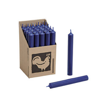 25x Lange kaarsen donkerblauw 18 cm staafkaarsen/steekkaarsen - Dinerkaarsen