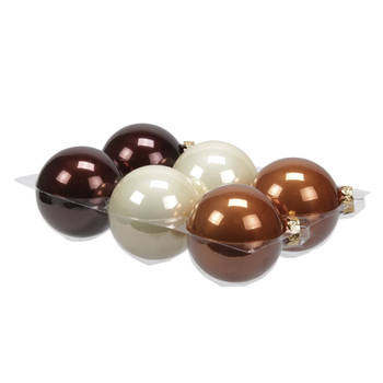 Othmar Decorations Kerstballen - 6 stuks - natuurtinten - 8 cm - Kerstbal