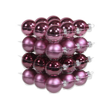 Othmar Decorations Kerstballen - 36x st - cherry roze - 4 cm - glas - Kerstbal