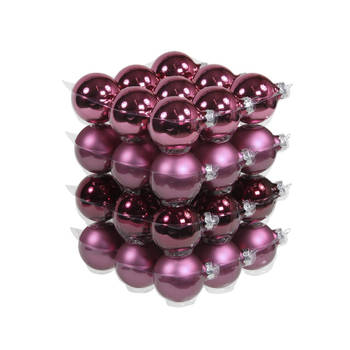 72x stuks glazen kerstballen cherry roze (heather) 6 cm mat/glans - Kerstbal