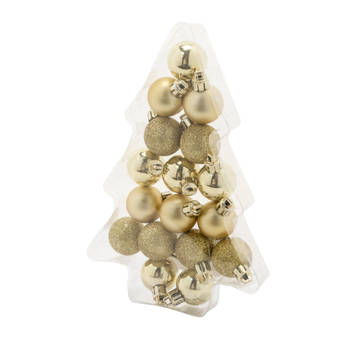17x stuks kleine kunststof kerstballen goud 3 cm mat/glans/glitter - Kerstbal