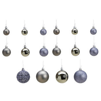 100x stuks kunststof kerstballen grijs 3, 4 en 6 cm - Kerstbal