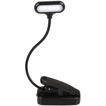 Leeslamp/bureaulamp LED met klem oplaadbaar zwart 28 cm - Klemlampen