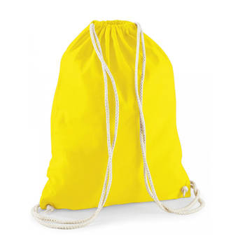Sport gymtas geel met rijgkoord 46 x 37 cm van katoen - Gymtasje - zwemtasje