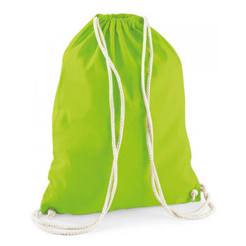 Sport gymtas lime groen met rijgkoord 46 x 37 cm van katoen - Gymtasje - zwemtasje