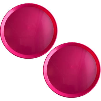 4x stuks roze rond dienbladen/serveerbladen van kunststof 34 cm - Dienbladen