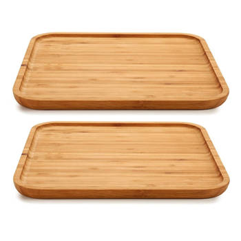2x stuks bamboe houten broodplanken/serveerplanken vierkant 30 cm - Serveerplanken
