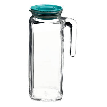 Glazen schenkkan/waterkan met deksel 1 liter - Waterkannen