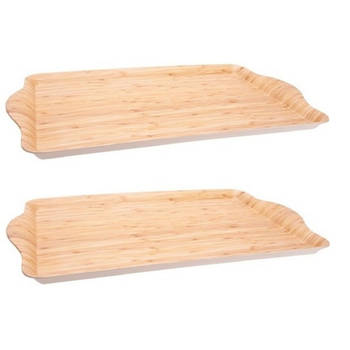 Set van 2x stuks bamboe houten dienbladen/serveerbladen 45 x 31 cm - Dienbladen