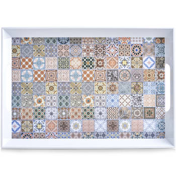1x Serveerbladen melamine met mozaiekprint 50 x 35 cm - Dienbladen