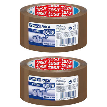 2x Tesa bruine verpakkingstape sterk 66 mtr x 50 mm - Tape (klussen)
