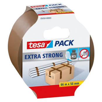 1x Tesa bruine verpakkingstape extra sterk 66 mtr x 50 mm - Tape (klussen)